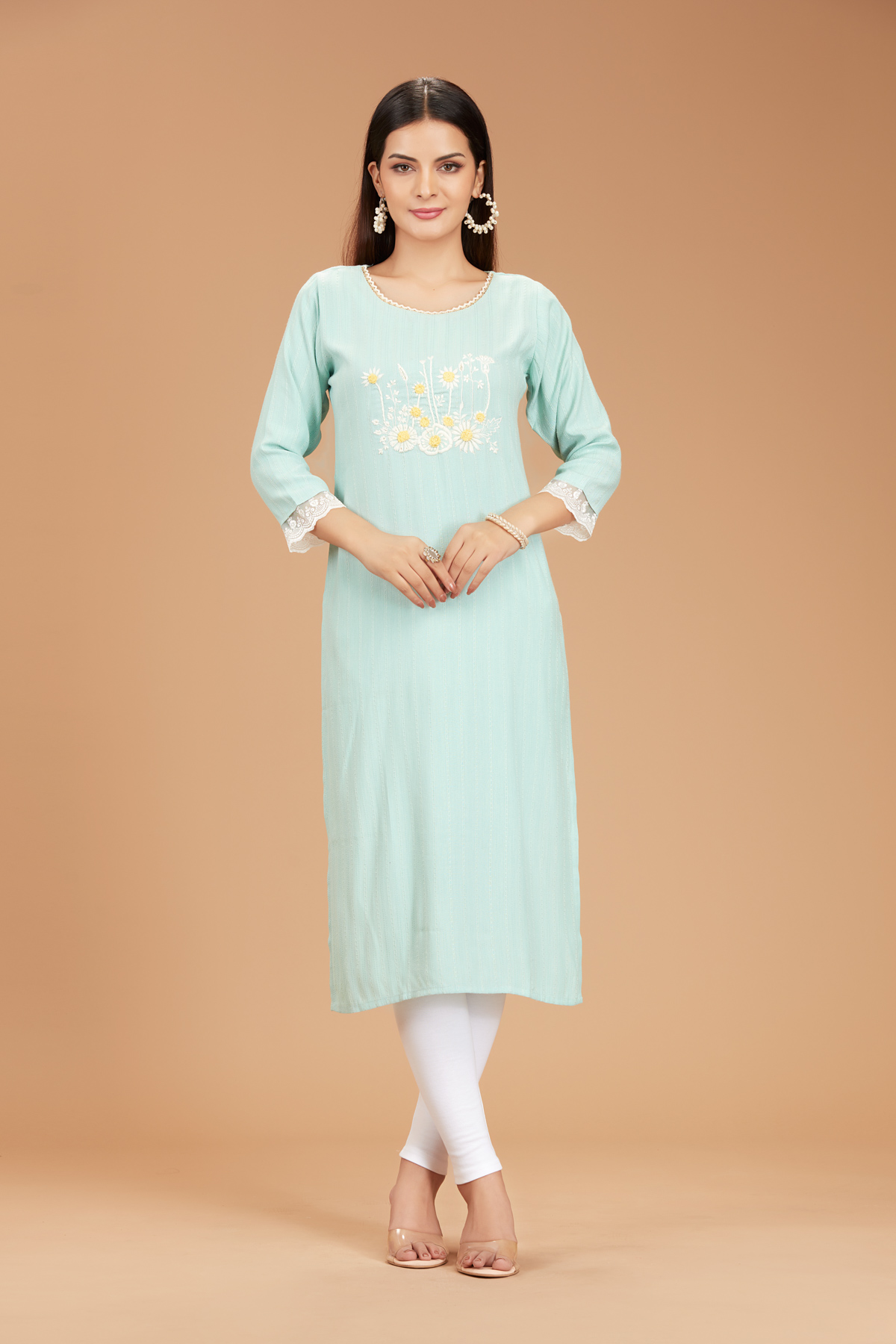 Blue Straight Printed kurti